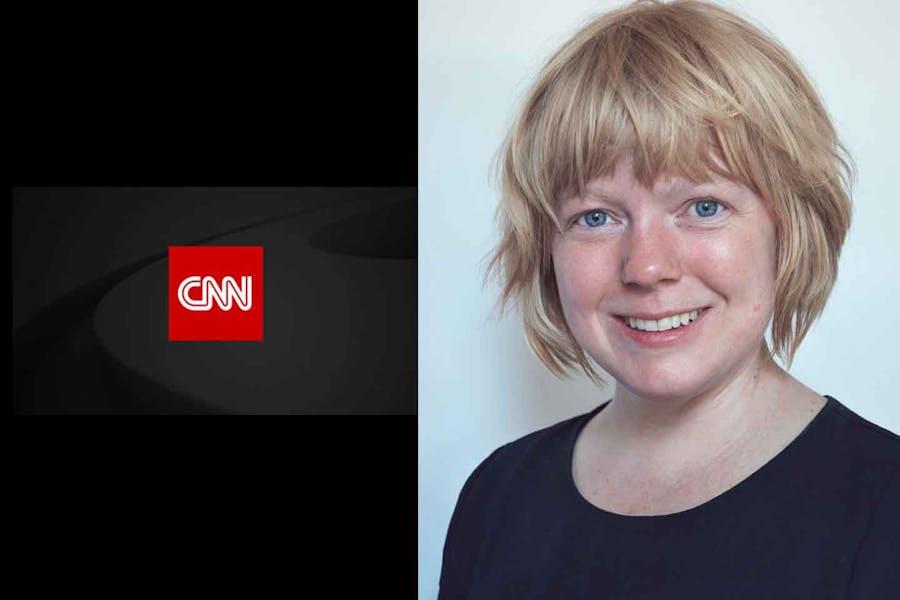 Headshot of Clara Latham next to CNN masthead