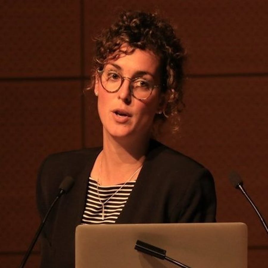 Clara Mattei delivers a talk