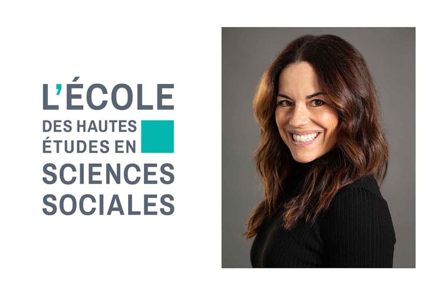 Masthead of L'Ecole des Hautes Etudes en Sciences Sociales next to headshot of Natalia Mehlman Petrzela