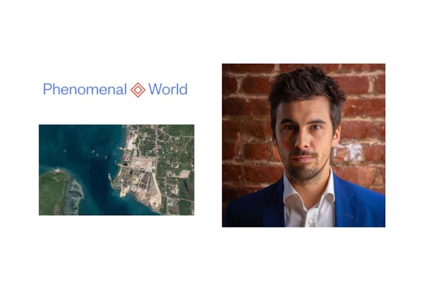 Headshot of Quentin Bruneau next to masthead of Phenomenal World  and a satellite photo of what some analysts believe to be a Chinese naval base in Cambodia