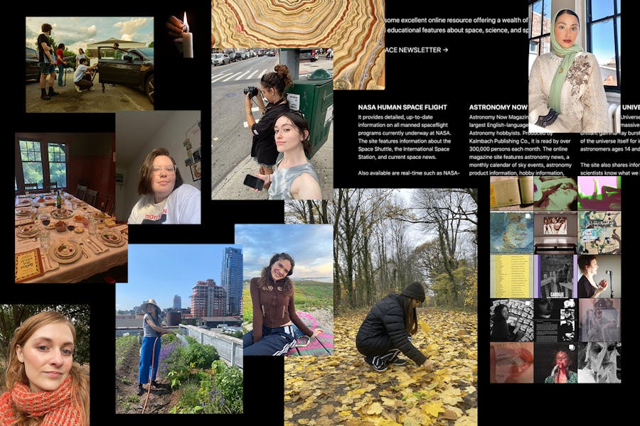 Collage of photos of ELOA recipients with excerpts from some of the text portions of the posters