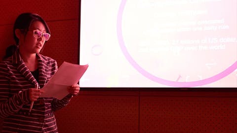 A student doing a class presentation.