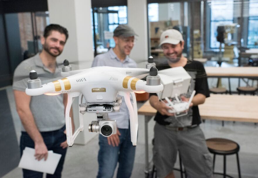 Students with a drone