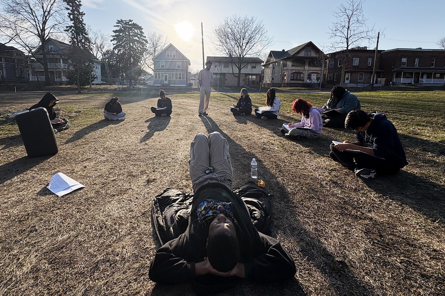 Apprentices from Cummings’ class collaborate on design ideas in a vacant lot in North Minneapolis.
