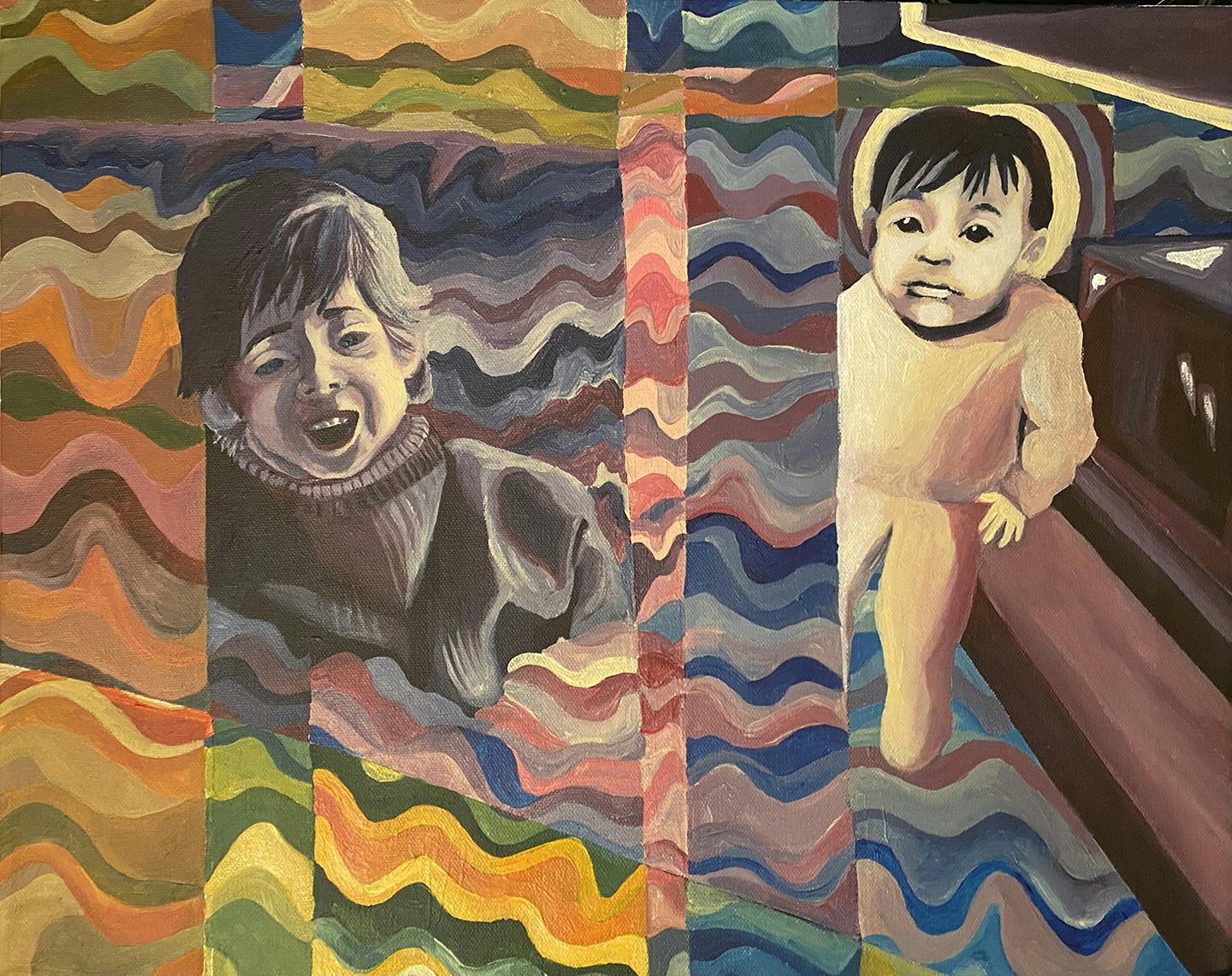 Painting of a baby and a toddler