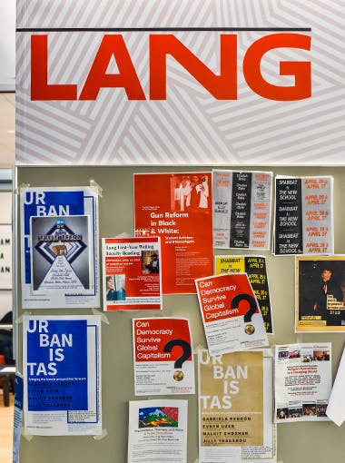 A bulletin board at Lang College of Liberal Arts